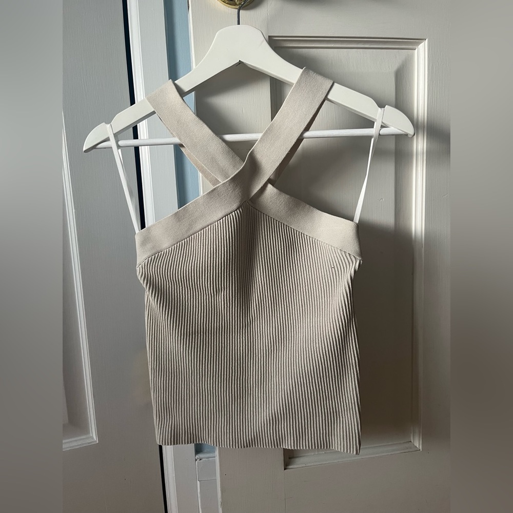 Aritzia babaton ribbed cross neck top